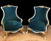 SOLD Neuvo-Classical Accent Chairs in Ivory and Gold