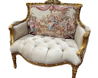 Louis XV French style settee with Embroidery