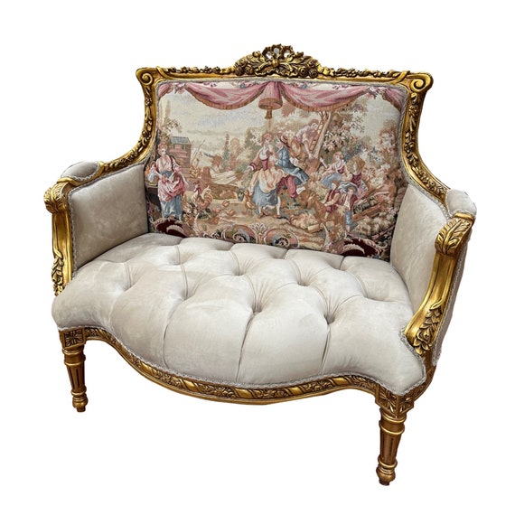 Louis XV French style settee with Embroidery