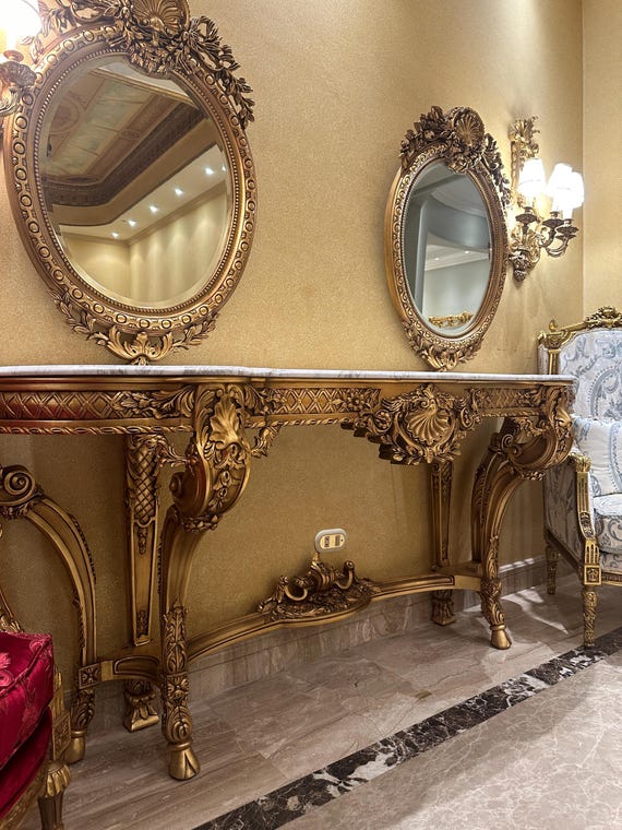 Palatial 19th century Louis XVI style carved and gilt wood grand console