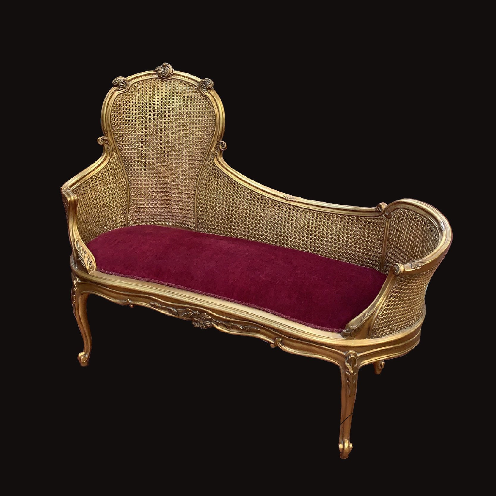 Louis Xv Style Chaise Lounge With Cane Etsy