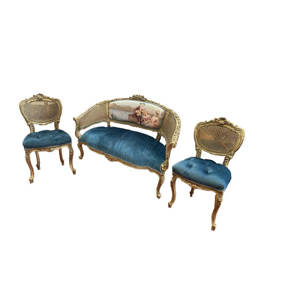 Petite Louis XV French style Settee with chairs