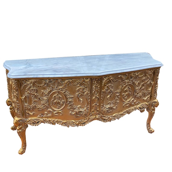 French Louis XV hand carved buffet - 6ft long