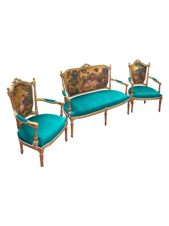 Petite Louis XVI Rococo style Settee with chairs