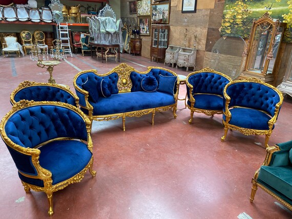 Louis XV armchair royal blue