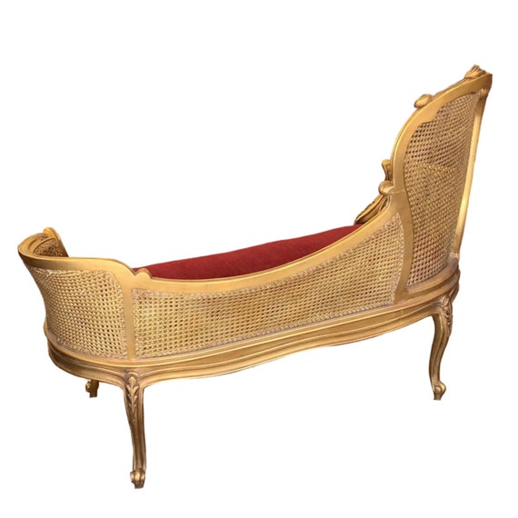 Louis XV Style Chaise Lounge With Cane Etsy