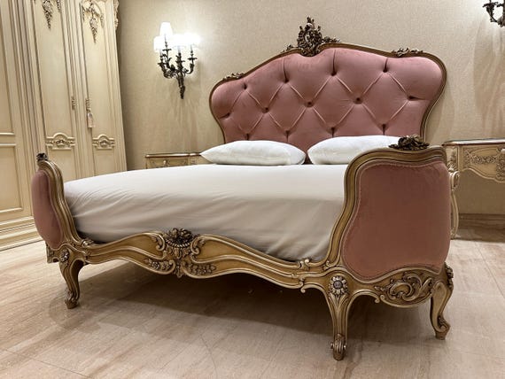 Victorian silver leaf gilt wood bed