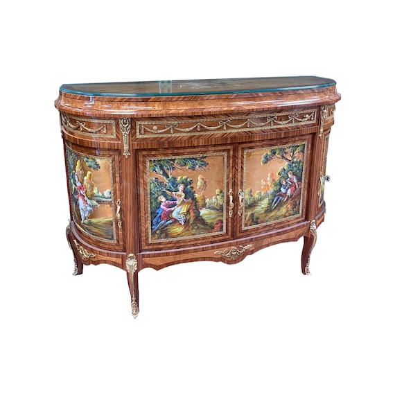 Louis XV French style Buffet with Vernis Martin style oil painting