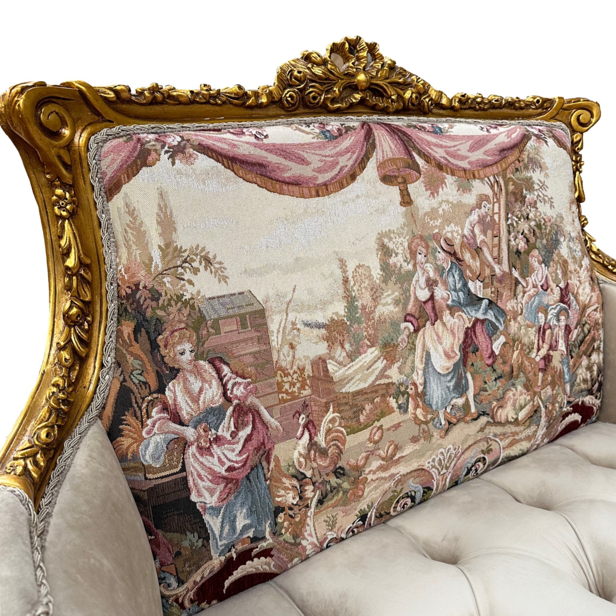 Louis XV French style settee with Embroidery