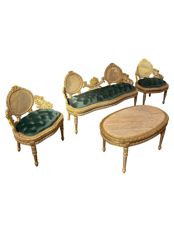 Petite Louis XVI Rococo style Settee with chairs