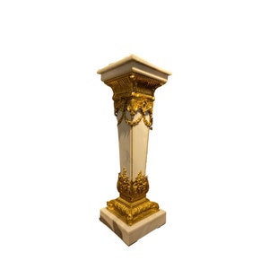 French style Marble pedestal with Brass Accents