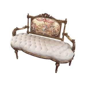 Louis XV French style settee with Embroidery