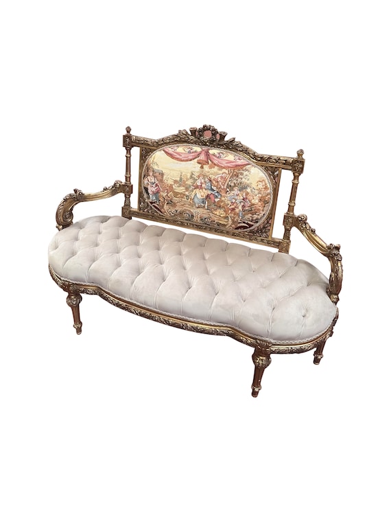 Louis XV French style settee with Embroidery