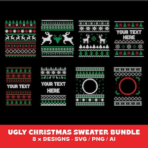 Ugly Christmas Sweater Svg Bundle | Ugly Sweater Svg for Christmas | Digital Download Ugly Sweater Templates | Ugly Sweater Prints Png
