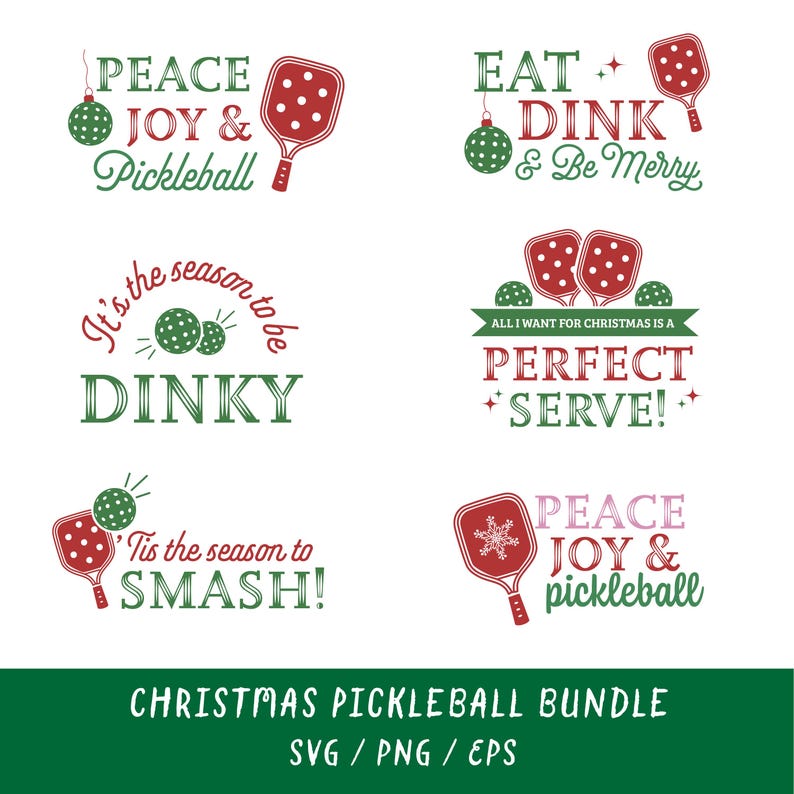 Pickleball Bundle SVG | Christmas Pickleball SVG | Pickleball Cricut | Pickleball Player SVG | Pickleball Paddle Svg | Pickleball Png | image 1