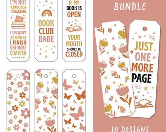 Pacote de marcadores SVG | Modelo de marcador Svg | Svg de leitura | Design de marcador floral | Marcador imprimível | Modelos de marcadores para Cricut
