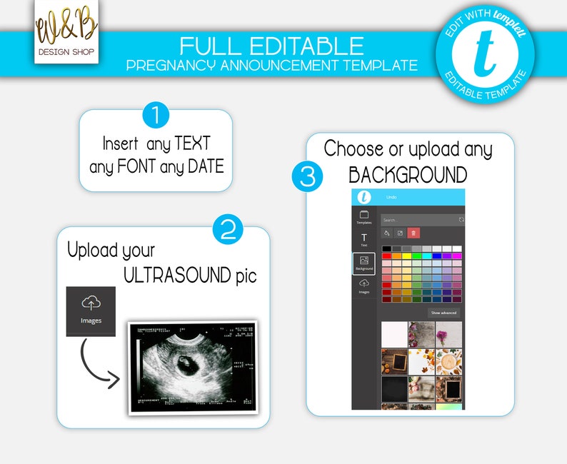 All months Baby Pregnancy Announcement for Social Media EDIT YOURSELF date,Digital file Templett Chalkboard Onesie #bd11 Birth Reveal