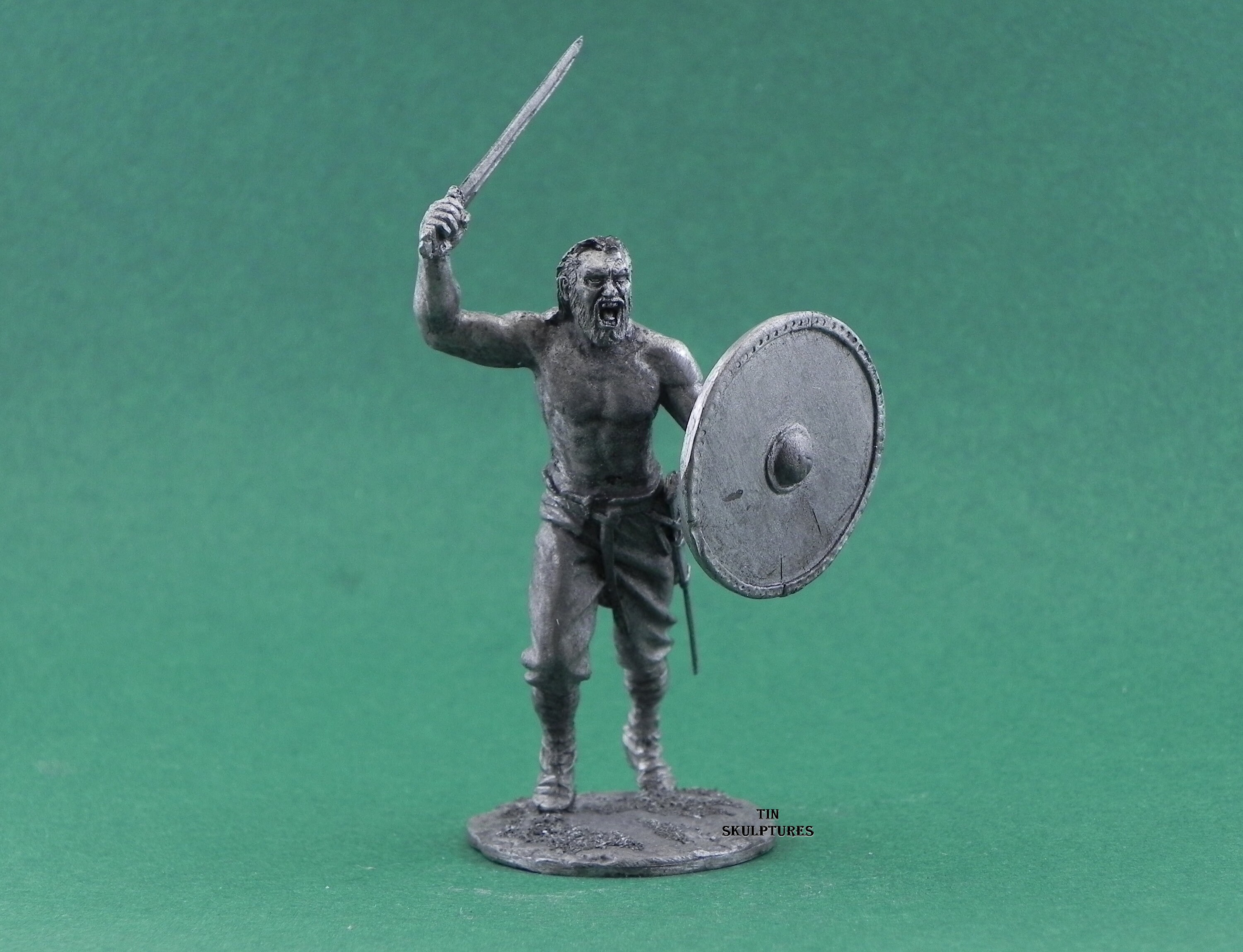 Tin toy soldier Viking woodcutter " Metal sculpture 