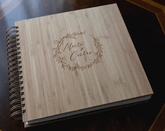 Engraved Bamboo wood photo album