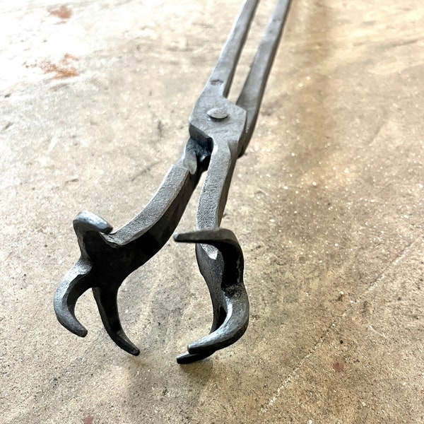 Fireplace tongs. Heavy duty, forged from solid steel