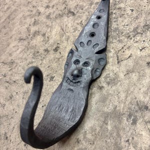 Hand forged wizard face / gnome hooks / blacksmith