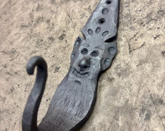 Hand forged wizard face / gnome hooks / blacksmith