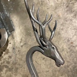 Stag fire poker / blacksmith fire pit tool / hand forged