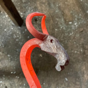 Bull&#39;s head fire poker / Blacksmith Fire pit tool / Hand forged