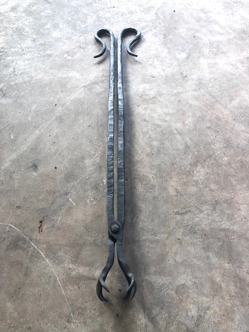 Large Fire Pit / Fireplace Tongs. Hand From Solid Steel Etsy