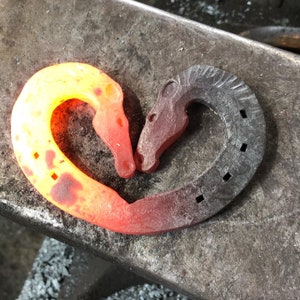 lucky horse shoe heart / traditional wedding or 6th anniversary gift / Hand forged