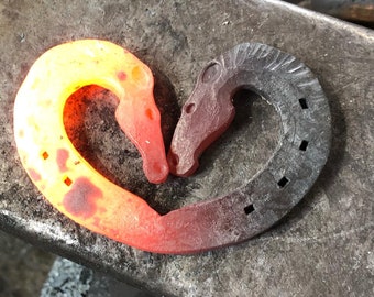 lucky horse shoe heart / traditional wedding or 6th anniversary gift / Hand forged