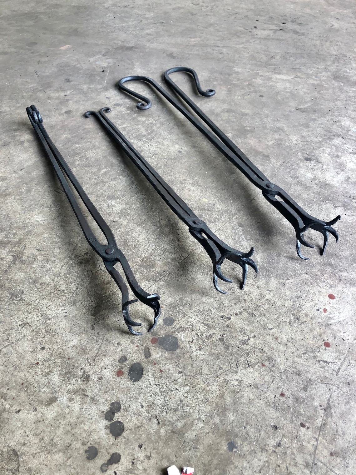 Large Fire pit / fireplace tongs. Hand from solid steel Etsy