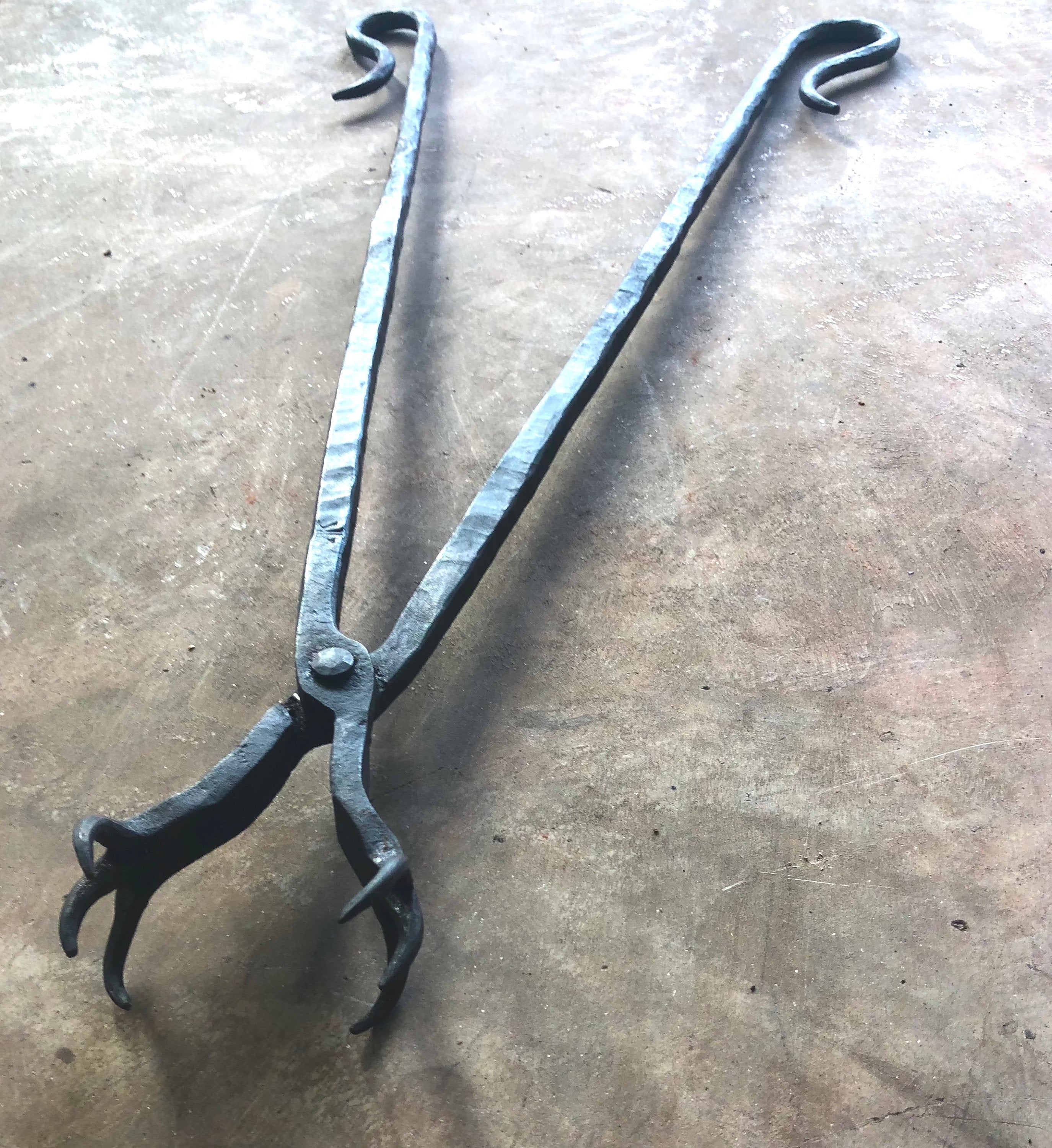 Large Fire Pit / Fireplace Tongs. Hand From Solid Steel Etsy