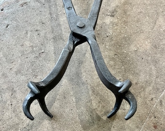 Large Fire pit / fireplace tongs. Heavy duty, forged from solid steel