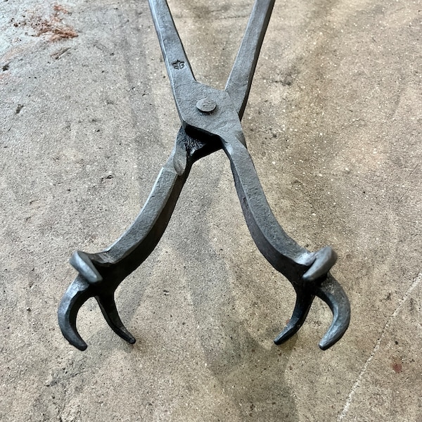Large Fire pit / fireplace tongs. Heavy duty, forged from solid steel