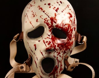 Ghost Slasher Blood Spatter Slasher Mask - Prop Replica - Ghost Horror Mask - Memorabilia - Halloween Mask -Horror Prop - Cosplay (V1).