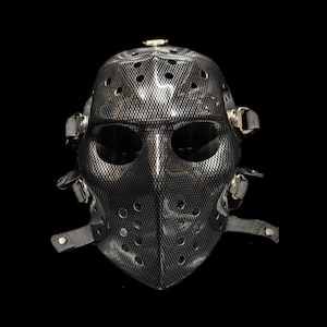 Maschera da hockey Classic 90 con stampa in fibra di carbonio - PETG - Maschera horror - Maschera da cosplay - Accessorio per Halloween (V1).