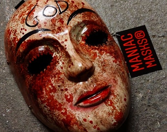 God Mask Bloody Horror Mask - Halloween - ABS-kunststof Cosplay op maat geschilderd - Eng masker (V1).