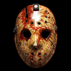 IV Poster Art Hockey Mask - Halloween Mask - Cosplay Mask - Prop Replica - Horror Memorabilia (V1)