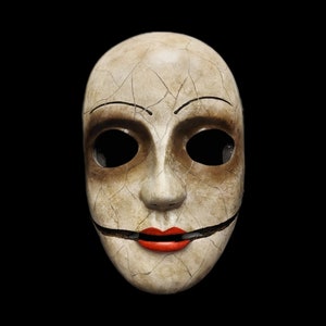 Shattered Doll Mask - Wide Eye - Polystone Resin  Blank Horror Mask - Halloween Mask - Doll Mask - Horror Memorabilia - Cosplay Mask (V4)