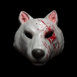 Fox Mask Hit Man killer Mask , Prop Replica Blood Spatter Edition - Halloween Horror Mask (V1).