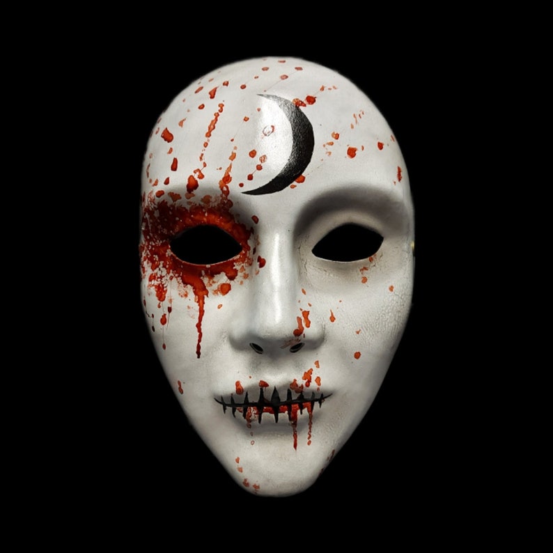 Tarot Shadow Mask Prop Replica - Bloody Horror Mask - Halloween Memorabilia - Cosplay Custom Painted - Scary Mask (V1). 