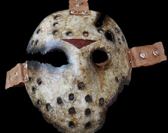 IX Extra Weathered Hockey Mask Prop Replica - Cosplay - Horror Memorabilia - Halloween Horror Mask (V1).