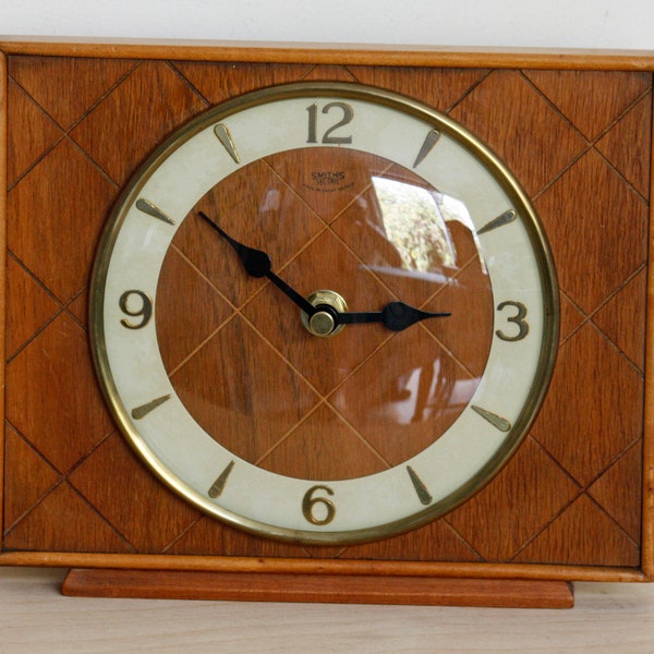 Vintage 19cm Smiths Sectric Mantel Clock - Wooden Retro Mid Century 50s Desk Clock