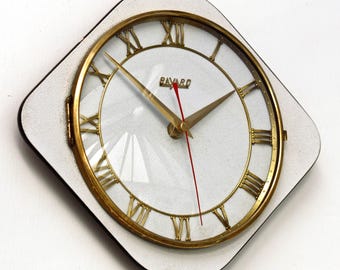 Vintage Bayard Wall Clock - 26cm Mid Century Style Wooden Formica Retro French 1960s Atomic Gift Off The Wall Clocks