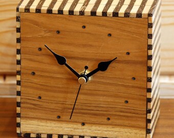 Bamboo Mantel Clock - NEW 12cm Handmade Mid Century Vintage Country Unique Clock Wooden Clock Desk Clock Gift Off The Wall Clocks