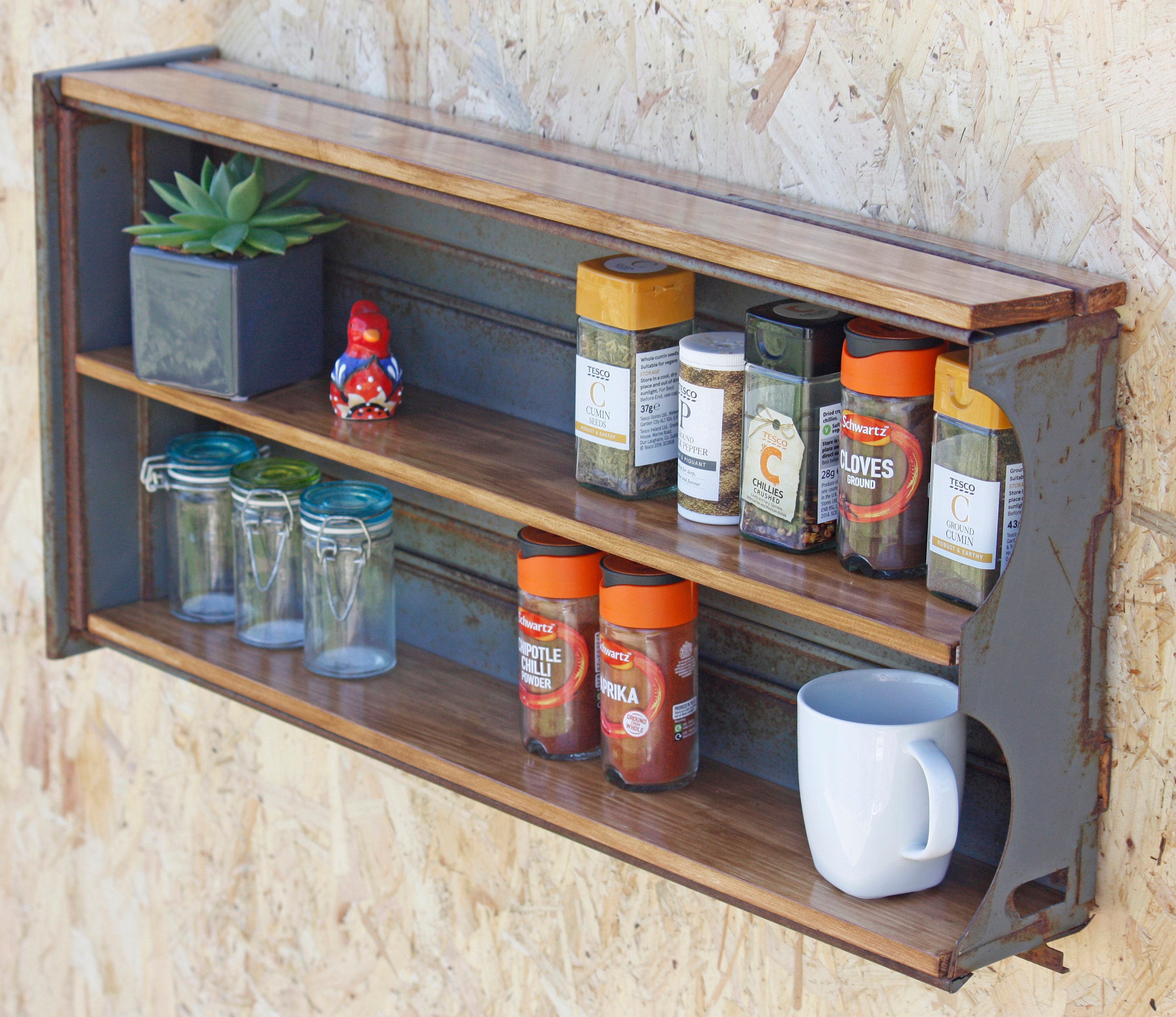 Vintage 63cm Metal Shelving Unit Upcycled Spice Rack Etsy