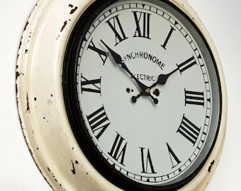 Vintage Synchronome Wall Clock - 42cm Metal Retro Mid Century Style Clock 1930s Industrial Factory Clock Gift Off The Wall Clocks