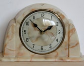 Vintage 22cm Metamec Bakelite Mantel Clock - Retro Mid Century 50s 60s 70s Marble Desk Clock