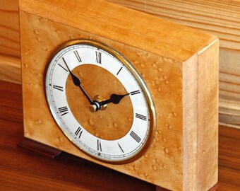 Vintage Wooden Mantel Clock - 18cm Retro Mid Century Desk Clock Off The Wall Clocks